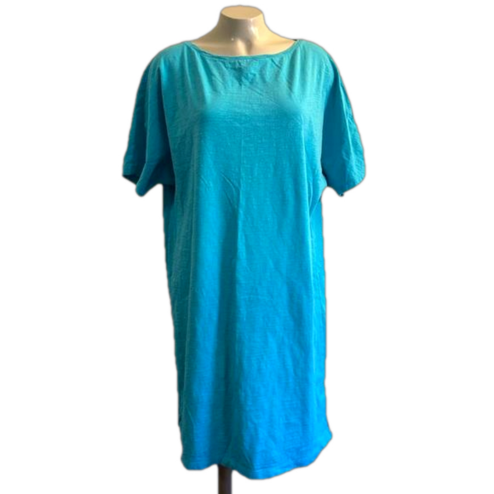 J. Jill 100% cotton turquoise Midi Dress sz LARGE
